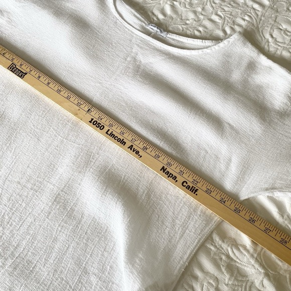 Italian White Cotton Tunic Top Swim Cover Up One Size L Waffle Texture Lagenlook - Picture 6 of 7